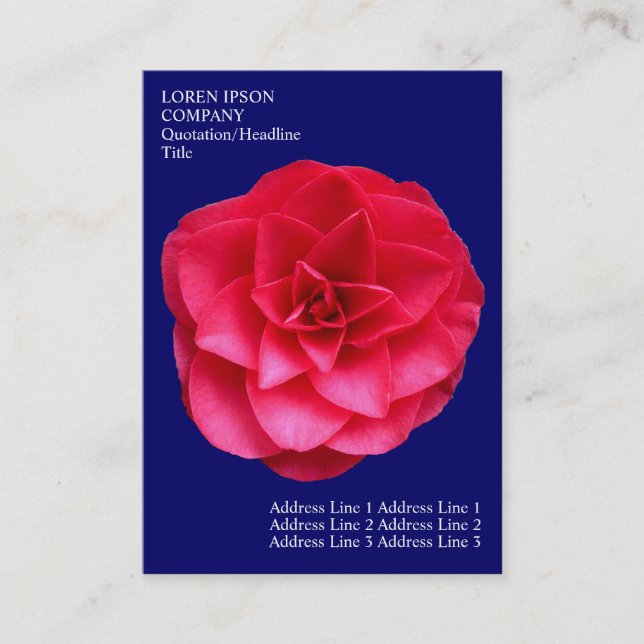 Minimale Blume - Red Camelia - Deep Blue Visitenkarte (Vorderseite)