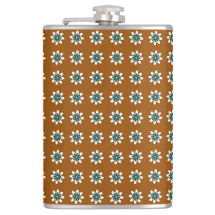 Minimale Blume Retro Earthy Brown Flachmann