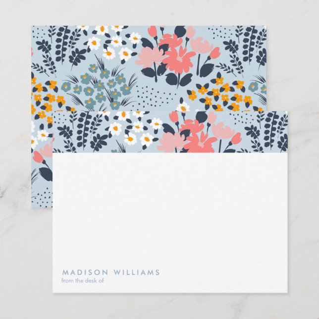 Minimale Blume Stilvolle moderne Notizkarte Mitteilungskarte (Vorne/Hinten)