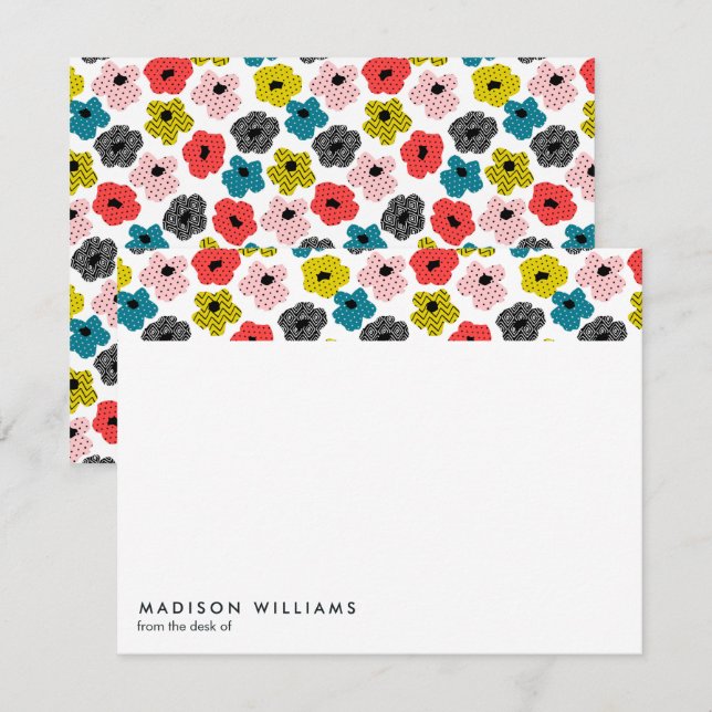 Minimale Blume Stilvolle moderne Notizkarte Mitteilungskarte (Vorne/Hinten)