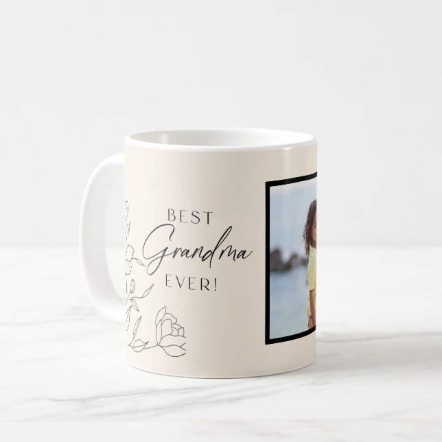 Minimale Blumen-Script-Linie Kaffeetasse (Vorderseite Links)