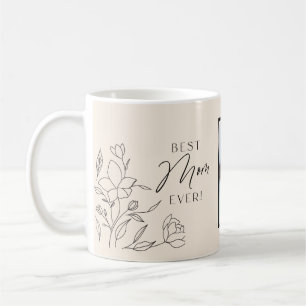 Minimale Blumen-Skript-Linie Kaffeetasse