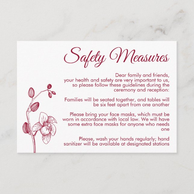 Minimale Blumenorchideen moderne Sicherheitsmaßnah Begleitkarte (Vorderseite)