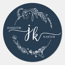 Minimale Blumenzeremonie Navy Blue Monogram