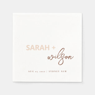 Minimale Blush Brown Script Typografy Wedding Serviette