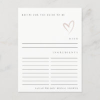 Minimale Blush-Herz-Hochzeits-Party-Rezept-Anfrage