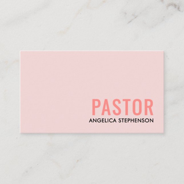 Minimale Blush Pink Logo QR-Code PASTOR Visitenkarte (Vorderseite)