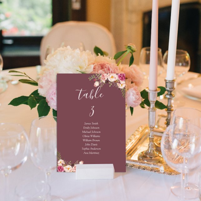 Minimale Blütenpink-Hochzeit Tischnummer (Von Creator hochgeladen)