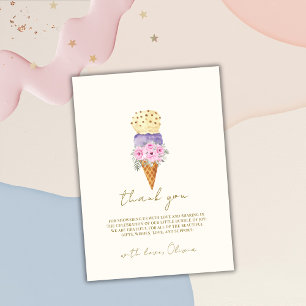 Minimale Blütenschotte Eiscreme Babydusche Dankeskarte
