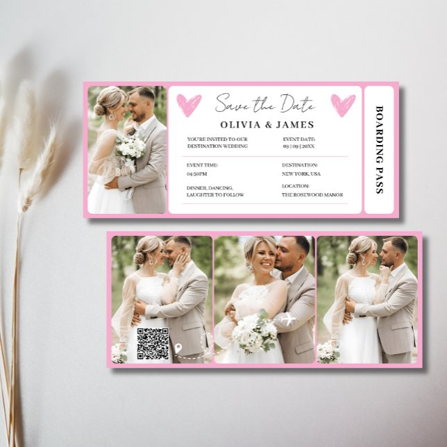 Minimale Boarding-Pass-Einladung für eine Hochzeit Einladung (Minimal Destination Wedding Boarding Pass Invite)