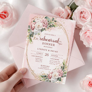 Minimale Boheme-Roségold-Grüngestaltung zur Probeh Einladung
