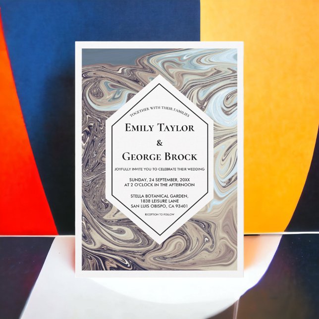 Minimale Bohemische Earth Tone Abstrakt Art Weddin Einladung (Von Creator hochgeladen)