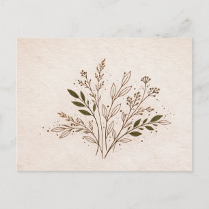 Minimale Boho-Botanik-Linienkunst-Blatt-Illustrati Postkarte