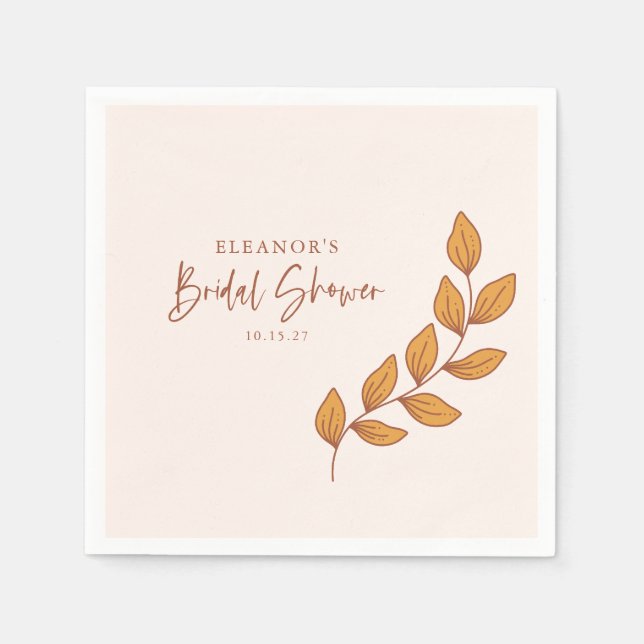 Minimale Boho-Botanische Weinranken-Hochzeitsdusch Serviette (Vorderseite)
