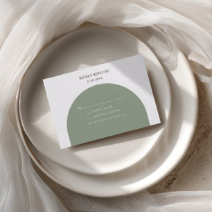 Minimale Boho Retro Salbei Grünes Torbogen Hochzei RSVP Karte