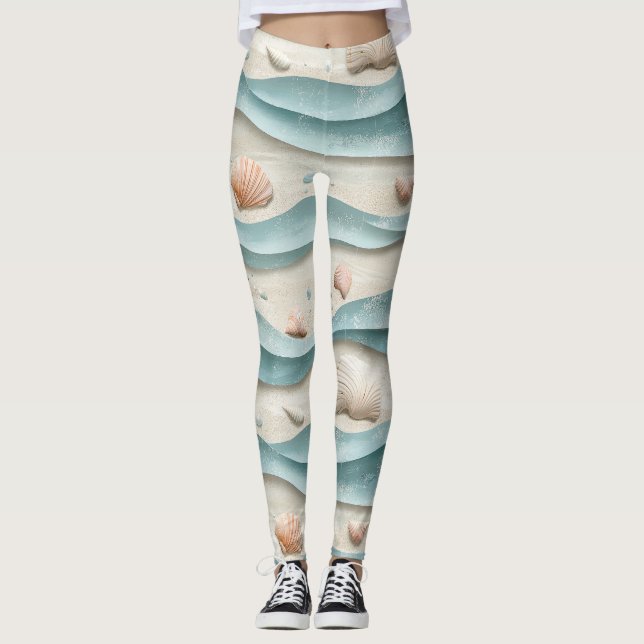 Minimale Boho-Strandmuster Leggings (Vorderseite)