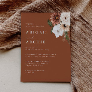 Minimale Boho-Terrakotta-Hochzeit Einladung