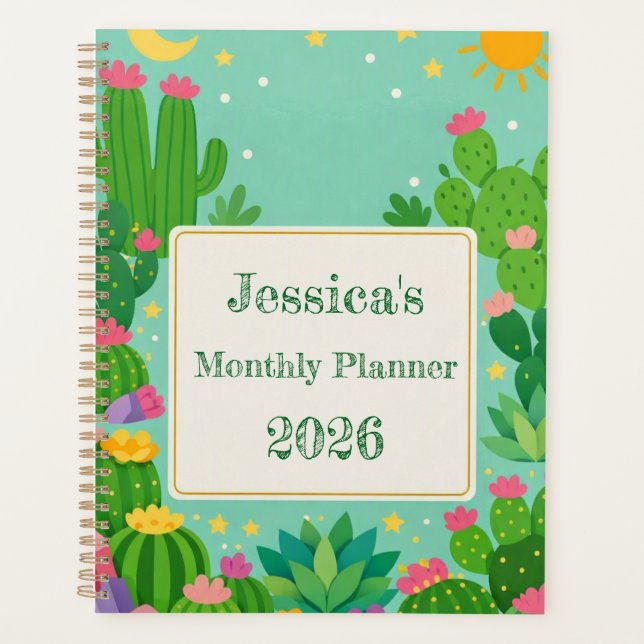 Minimale Boho-Wüsten-Themen-Monatsübersicht Planer (Vorderseite)