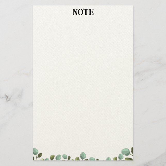 Minimale Botanik-Schreibwarenpapier mit Grüntönen Briefpapier (Vorderseite)