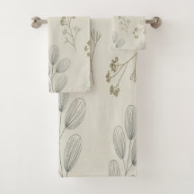 Minimale botanische Badematte mit Linienkunst