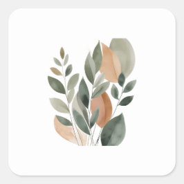 Minimale botanische Blattmuster Quadratischer Aufkleber
