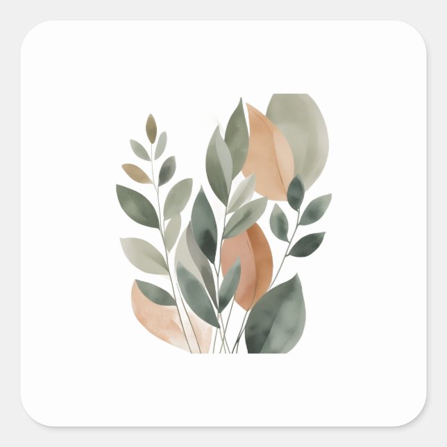 Minimale botanische Blattmuster Quadratischer Aufkleber (Vorderseite)