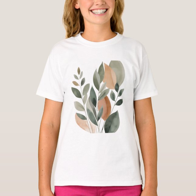 Minimale botanische Blattmuster  T-Shirt (Vorderseite)
