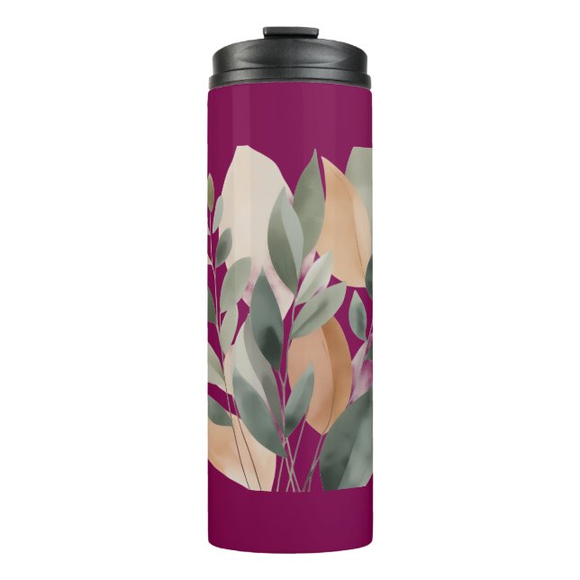 Minimale botanische Blattmuster Thermosbecher (Vorderseite)