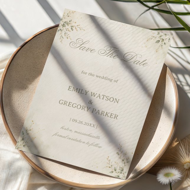 Minimale botanische Eleganz Save The Date (Von Creator hochgeladen)