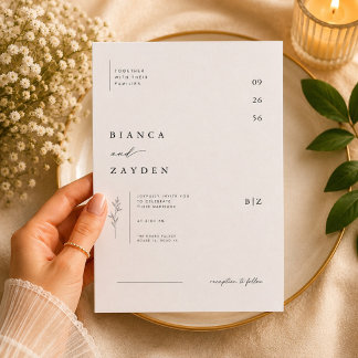 Minimale botanische Hochzeitseinladung. Einladung