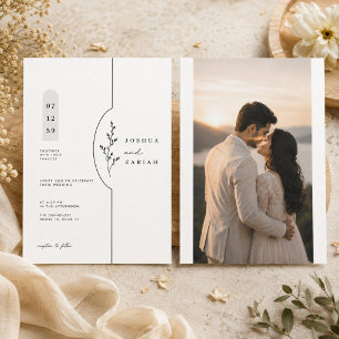 Minimale botanische Hochzeitseinladungssuite. Einladung