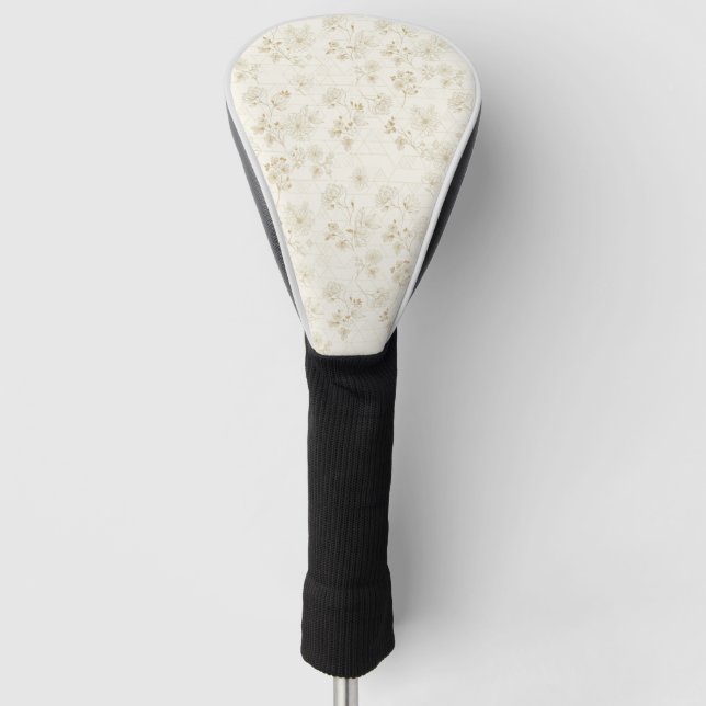 Minimale botanische Line-Art-Muster (2) Golf Headcover (Vorderseite)