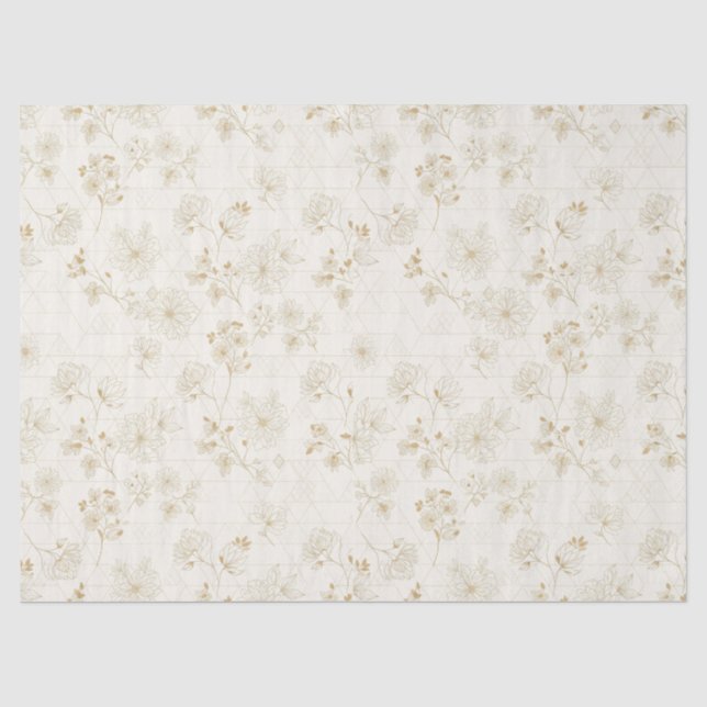 Minimale botanische Line-Art-Muster (2) Seidenpapier (Vorderseite)
