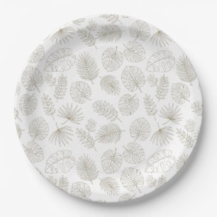 Minimale botanische Line-Art-Muster (5) Pappteller