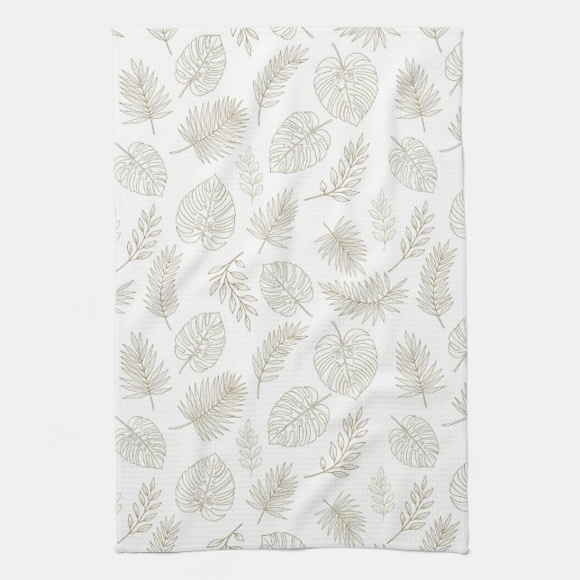 Minimale botanische Line-Art-Muster (6) Geschirrtuch (Vertikal)