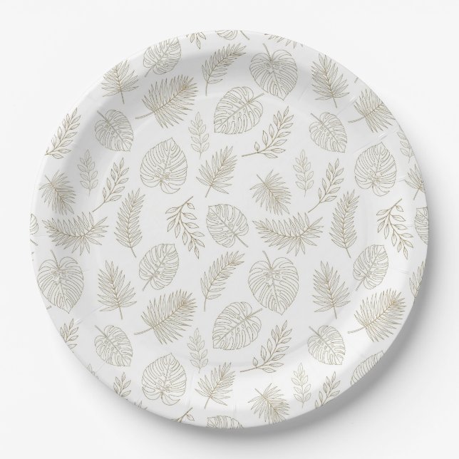 Minimale botanische Line-Art-Muster (6) Pappteller (Vorderseite)