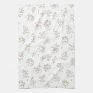 Minimale botanische Line-Art-Muster (8) Geschirrtuch