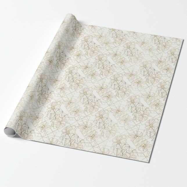 Minimale botanische Linienkunst-Muster (1) Geschenkpapier (Ungerollt)