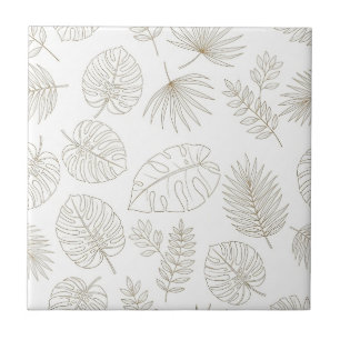 Minimale botanische Linienkunst-Muster (4) Fliese