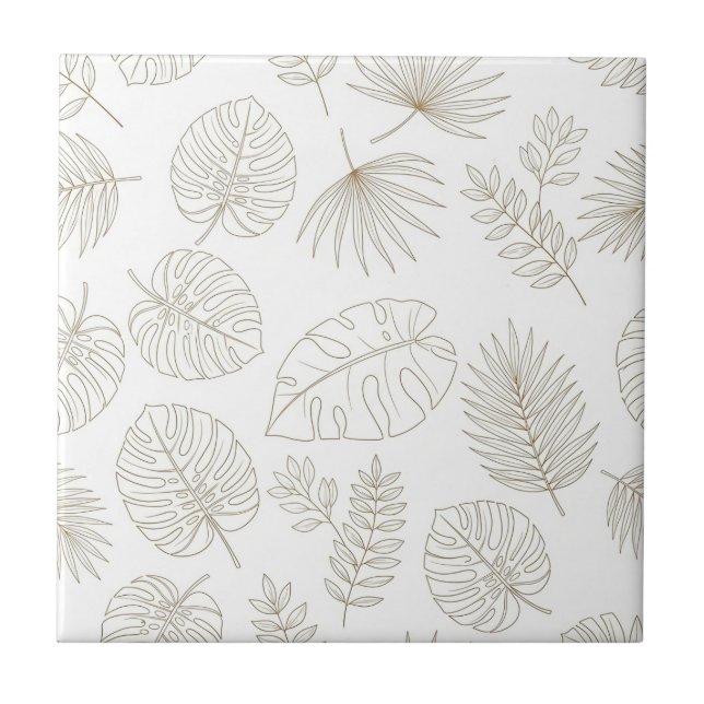 Minimale botanische Linienkunst-Muster (4) Fliese (Vorderseite)