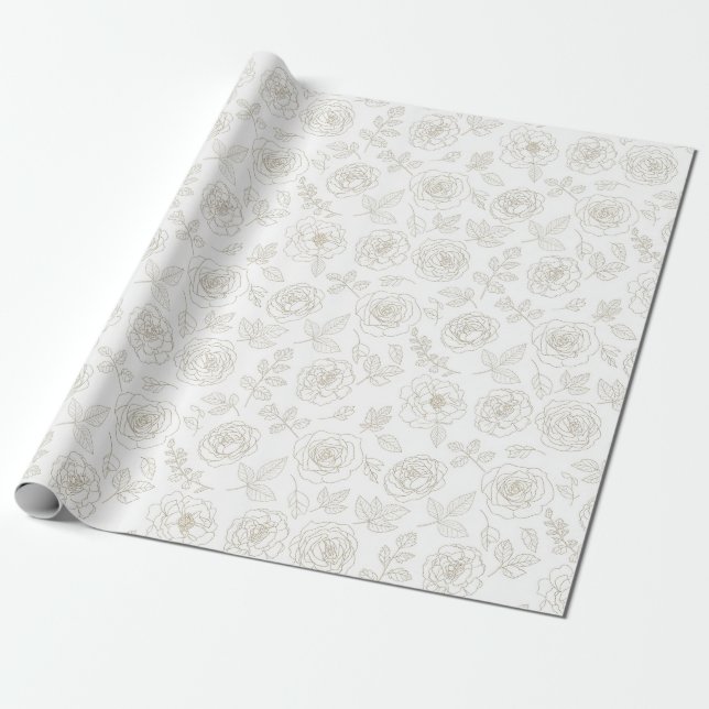 Minimale botanische Linienkunst-Muster (4) Geschenkpapier (Ungerollt)