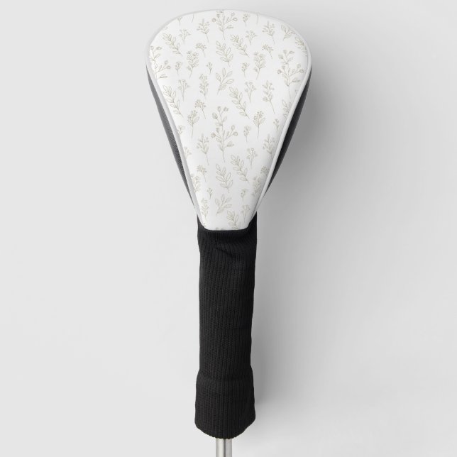 Minimale botanische Linienkunst-Muster (9) Golf Headcover (Vorderseite)