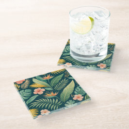 Minimale botanische Muster Glasuntersetzer