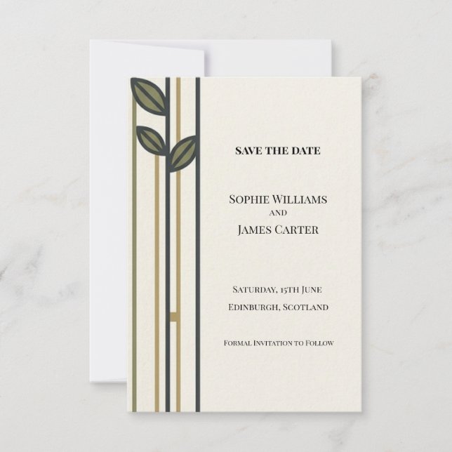 Minimale botanische Save-the-Date-Karte Save The Date (Vorderseite)
