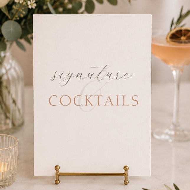 Minimale braune Hochzeitstisch-Schild Cocoa Bar (Minimal Cocoa Brown Bar Wedding Table Sign
)
