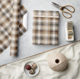 Minimale braune karierte Feiertage Geschenkpapier