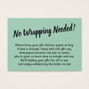 Minimale Bridal No Wrap Dusche Grüne Geschenkkarte