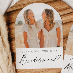 Minimale Bridesmaid Vorschlagskarte mit Foto Einladung