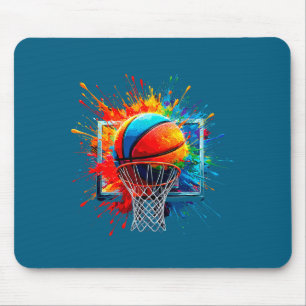 Minimale bunte Farbspritzer Basketball Mousepad