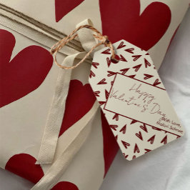 Minimale Burgund- und Creme-Herzen zum Valentinsta Geschenkanhänger